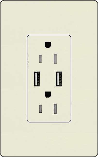 Lutron SCR-15-UBTR Designer Style (Satin) 15A Dual USB Port, Tamper Resistant Receptacle - Ready Wholesale Electric Supply and Lighting